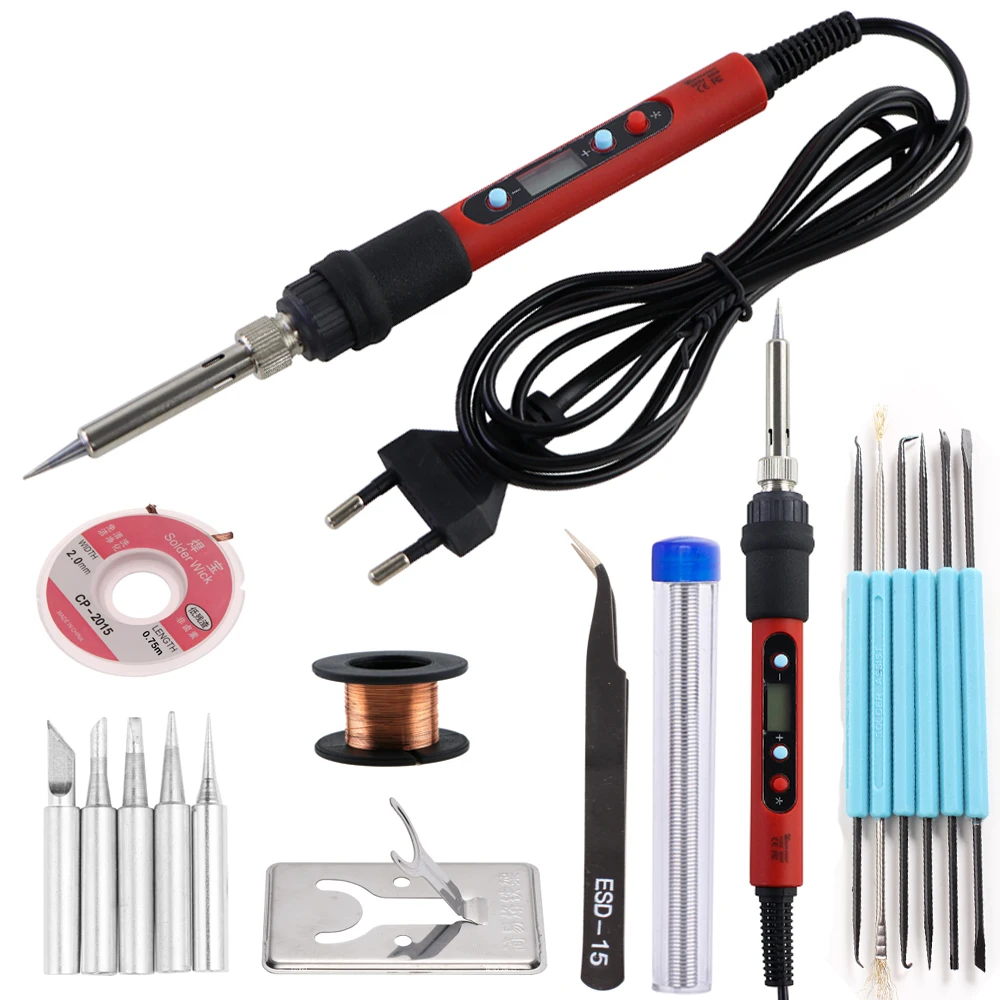 Adjustable Temperature Electric Soldering Iron 80W Welding Solder Rework Station Heat Pencil Tips Repair Tools Ceramic Heater