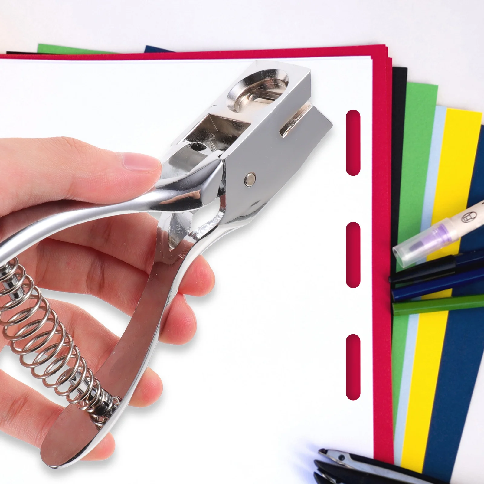 أداة ثقب يدوية شديدة التحمل محمولة باليد بيضاوية واحدة لبطاقات الهوية الورقية والمكتب والمدرسة وخرامة الورق