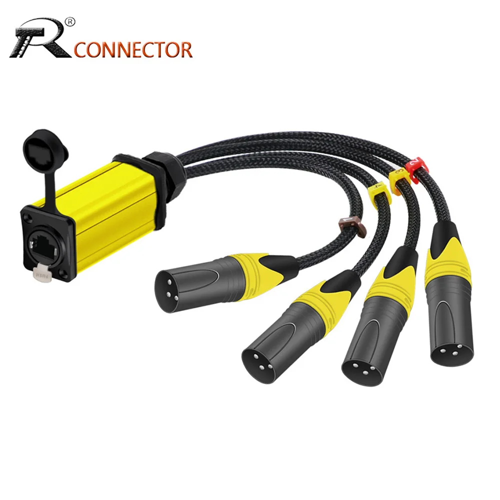 1pc 4 Channel 3Pin XLR Snake Multi Network Receiver to STP Cat5/6 Ethercon Cable Extender for Stage Lighting Recording Studio