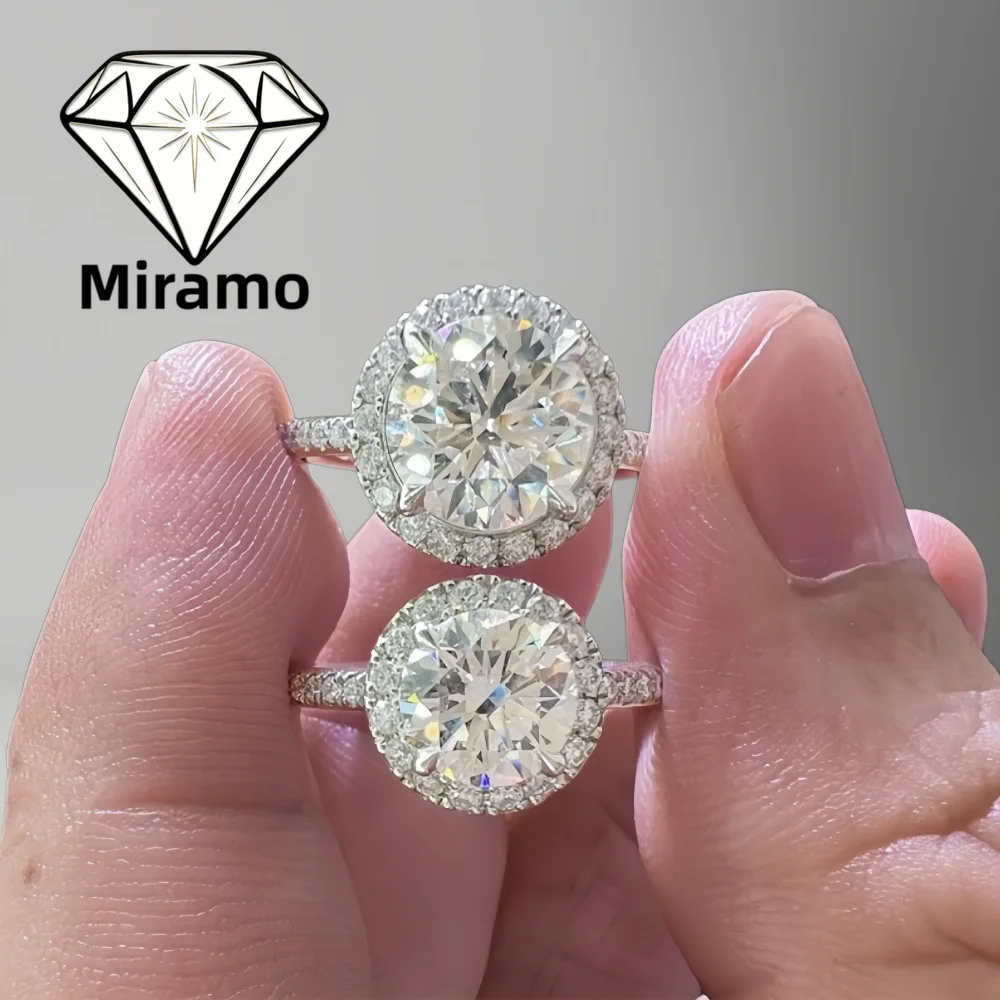 1-6Carat Round Cut Moissanite Engagement Ring Halo Band Diamond Wedding Rings for Women S925 Sterling Silver with Certificate