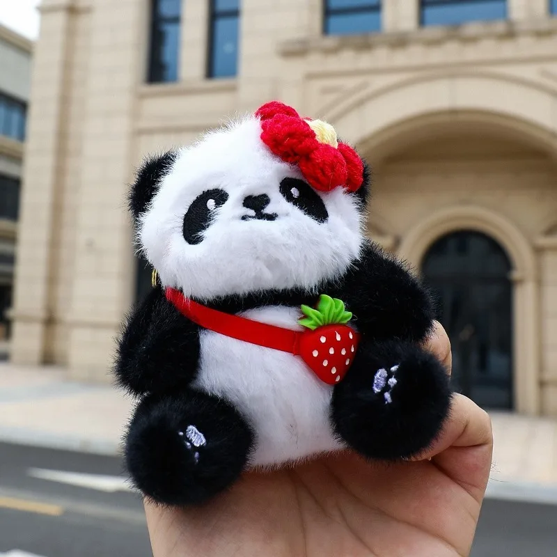 Cute Panda Plush Keychain Cartoon Kawaii Animal Soft Stuffed Doll Keyring Bag Pendant Charms Backpack Decoration Girls Gift