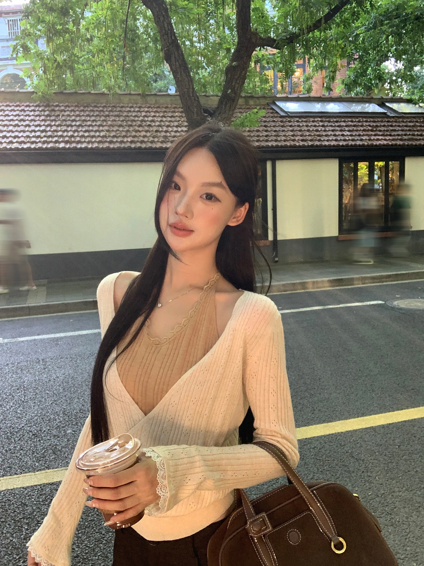 

Облегающий вязаный свитер, женский корейский свитер ранней осени, модный топ, искусственный двухсекционный свитер с изображением атмосферы, пикантный свитер для девочек