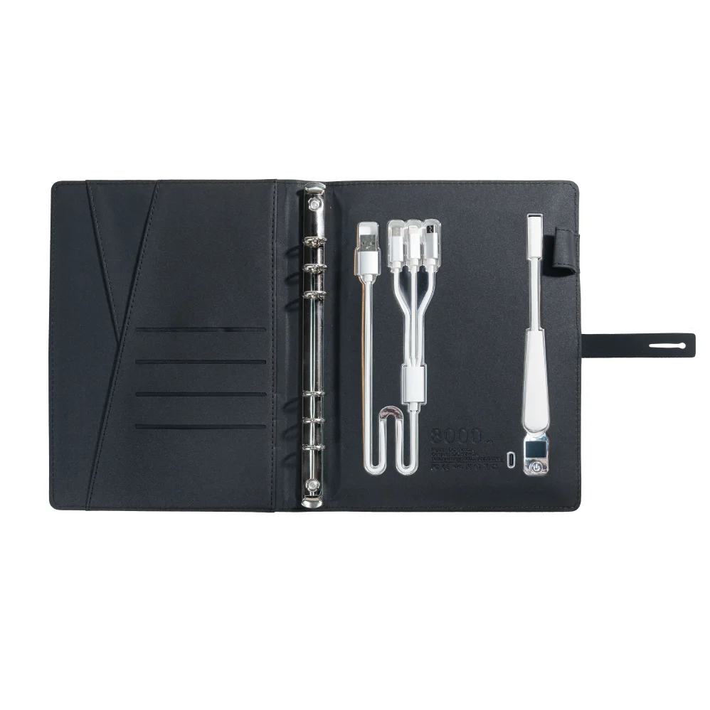 Planner 2025-2026,Personalized Notebook with Power Bank & Wireless Charger,Travel Journal with Light, Refillable Notebook, gift