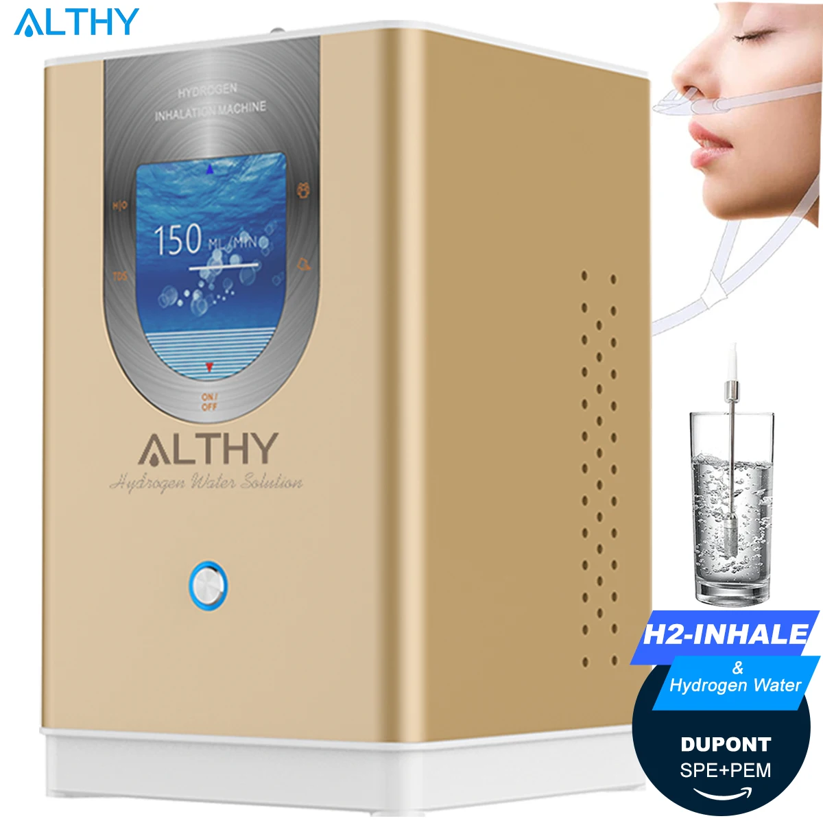 {Best}ALTHY  Inhalation Machine & Hydrogen Water Generator 99.99% High Purity Low Noise H2 Inhalation SPE/PEM 150ml/min