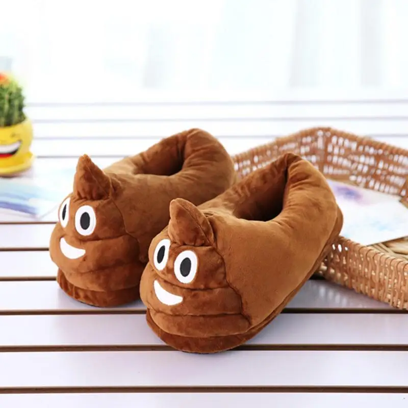 Pantofole divertenti Cacca Espressione carina Pantofole Cacca Fuzzy Caldo Memory Foam Peluche Scarpe da casa Morbide e comode Scivoli invernali