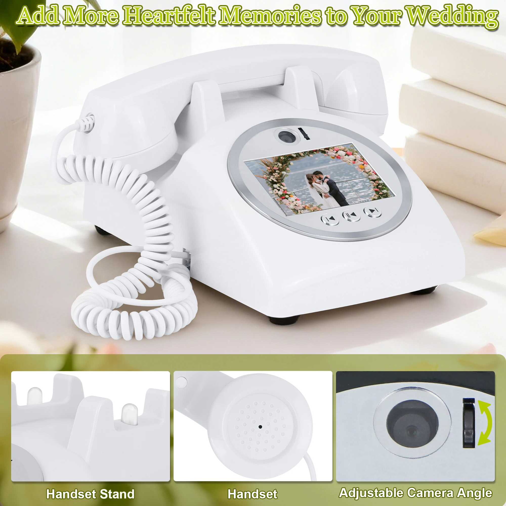 1080HD Wedding Video Guestbook Telephone Party Guest Photo Video Check-In Record Banquet Blessing Audio and Video Message Phone
