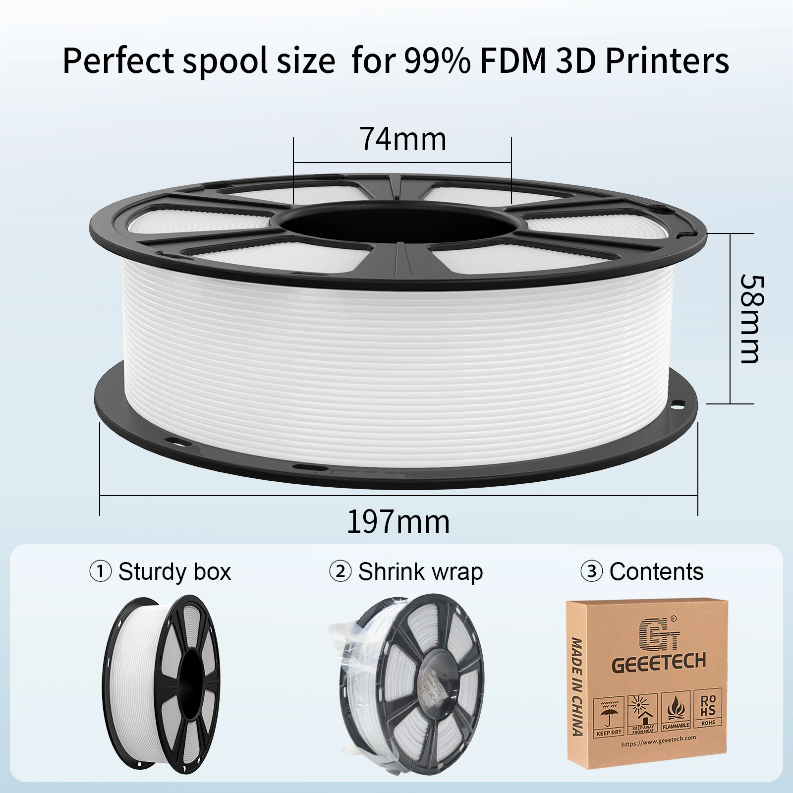 Geeetech Standard PLA Filament 1kg 1.75mm 3D Printer Plastic Material, Accuracy 0.03mm, Free Shipping Fit Most FDM Printer gallery 1