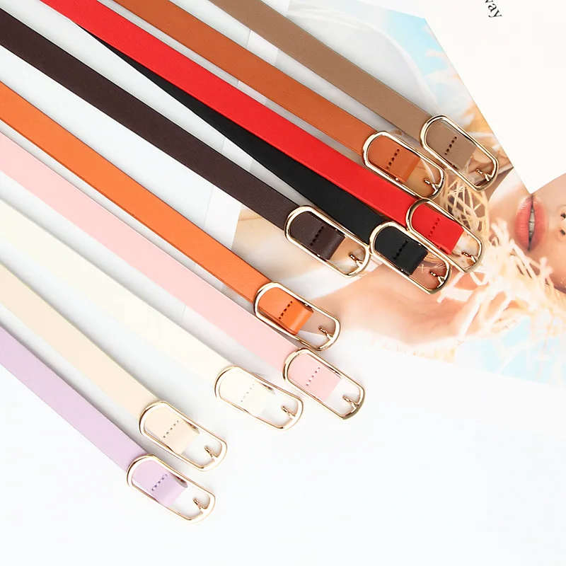 The New Lady with Oval Thin Belt Female Korean Version of The Multi-color Ladies Belt Decorated Dress Jeans Belts