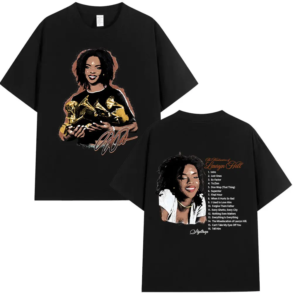 

Rapper Lauryn Hill Face Graphic T-shirt The Miseducation of Lauryn Hill Album T Shirt Men Women Hip Hop Fashion Vintage T-shirts