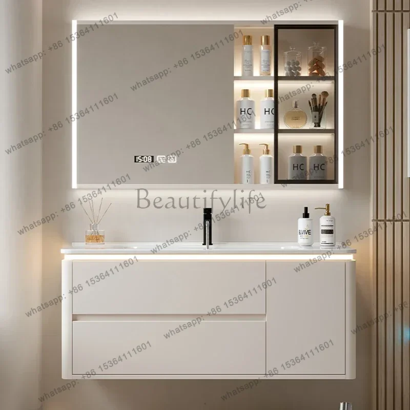 Style Bathroom Cabinet Wall Mounted Vanity with Sink Storage Mirror Cabinet Fashion Furniture Baños Muebles