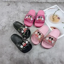 Disney Mickey mouse cute cartoon children's slippers summer girls non-slip soft bottom kids baby sandals and slippers