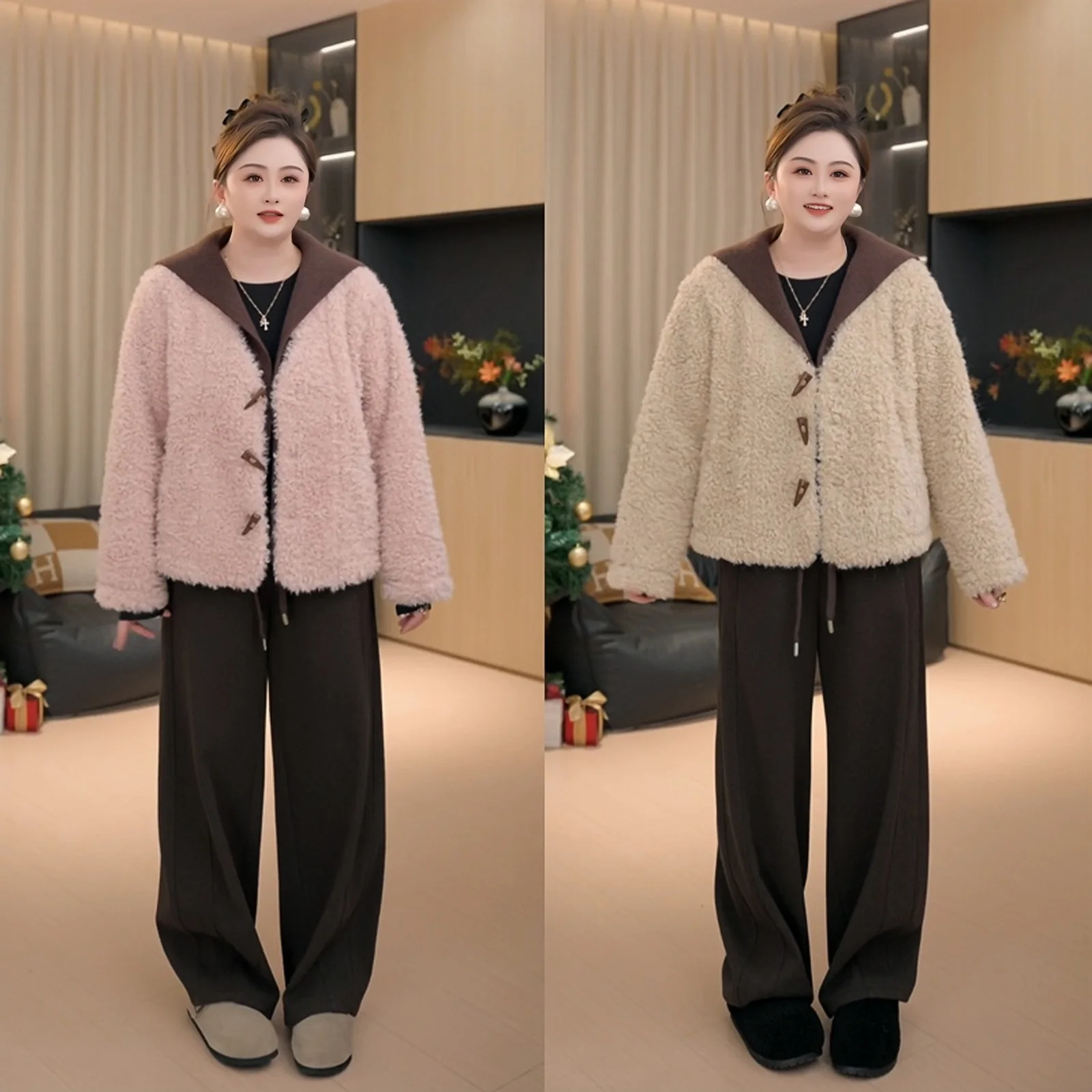 

Утепленное пальто с воротником из флиса для женщин, повседневное, укороченное, с длинными рукавами, из полиэстера, теплое