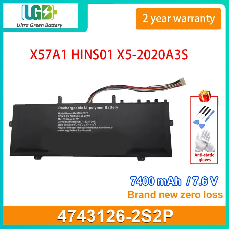 

UGB New 4743126-2S2P Laptop Battery For KINGBOOK X57A1 HINS01 X5-2020A3S Battery 7400mAh 7.6V 56.24Wh