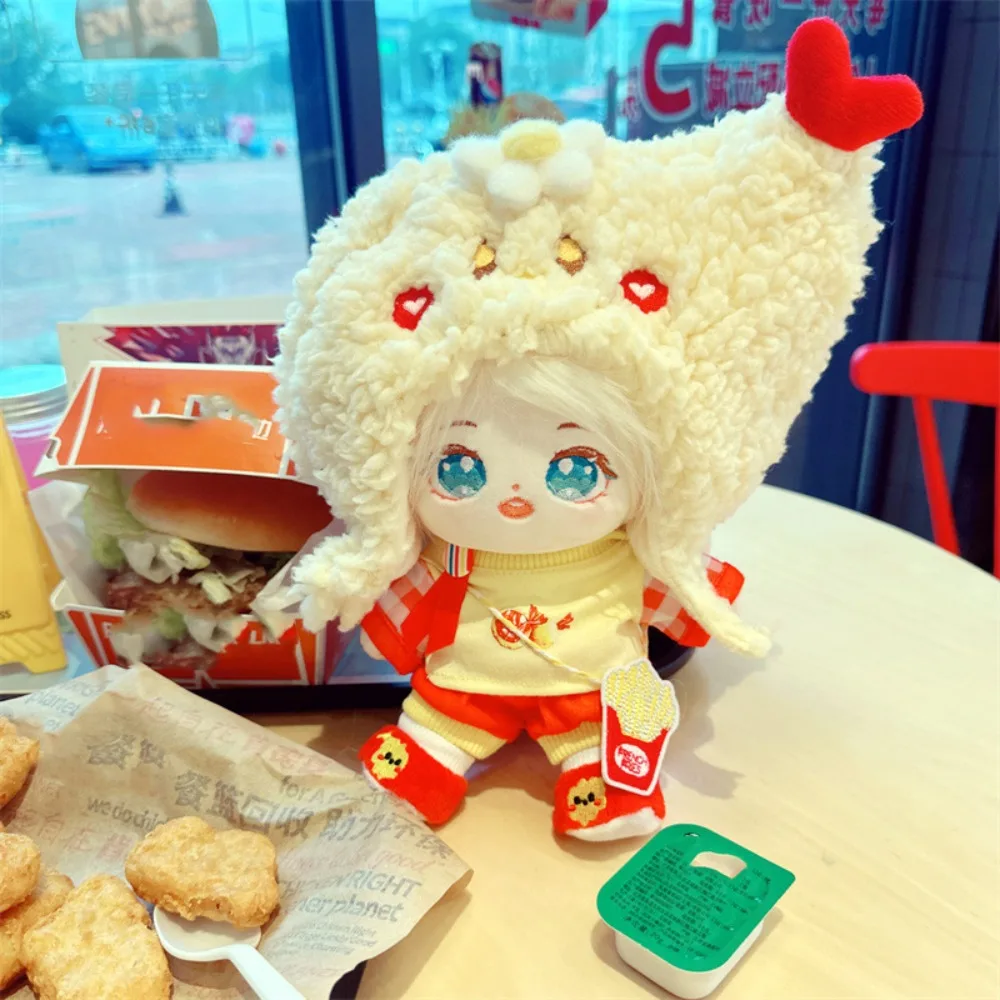 Cartoon 20cm Cotton Doll Food Clothes Fried Chicken Mini Cotton Doll Clothes Red Hamburg 20CM Cotton Doll Rompers Dress Up Toy