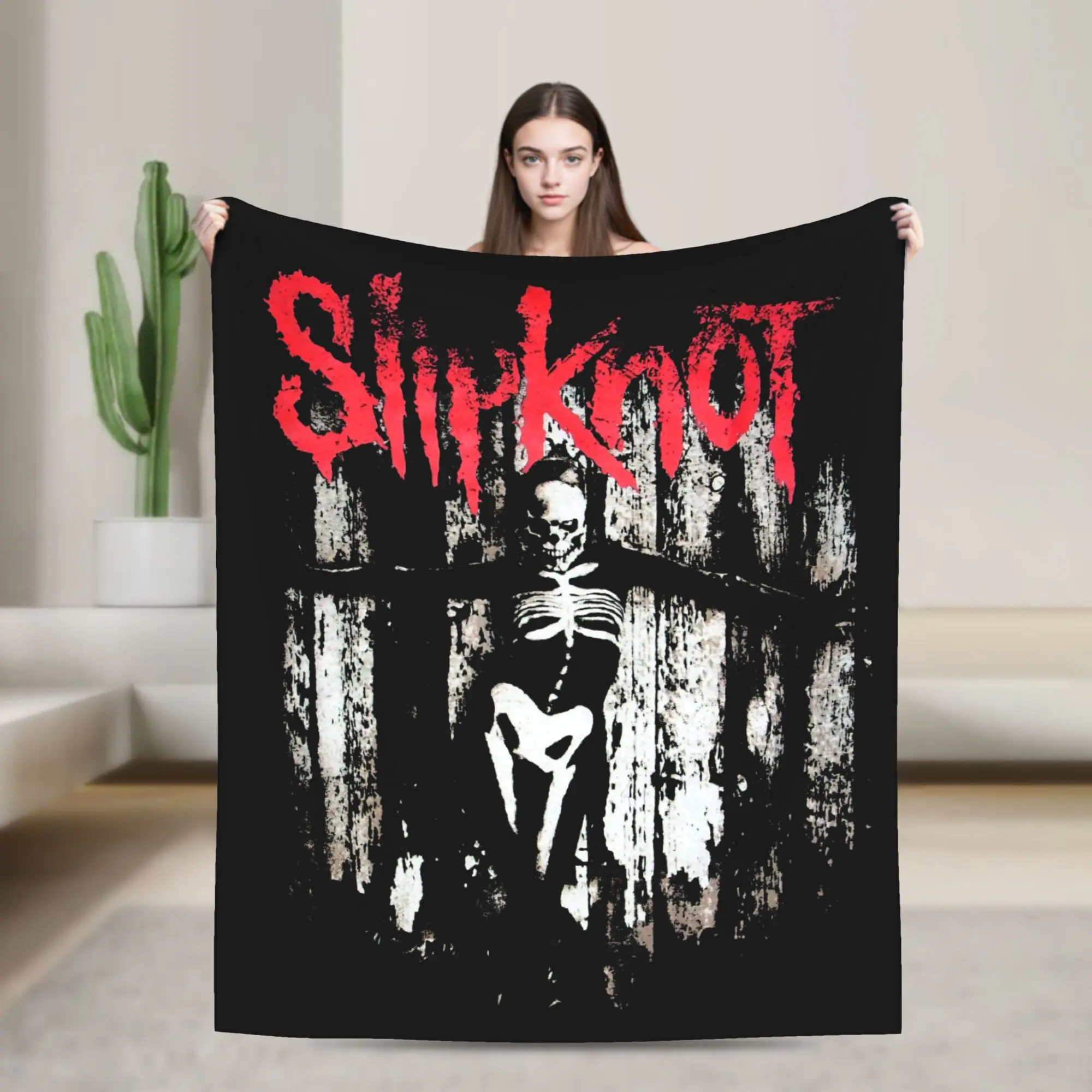 S-Slipknoted Flannel Blankets Heavy Mental Band  Customized Throw Blanket for Bed Sofa Couch 125*100cm Quilt