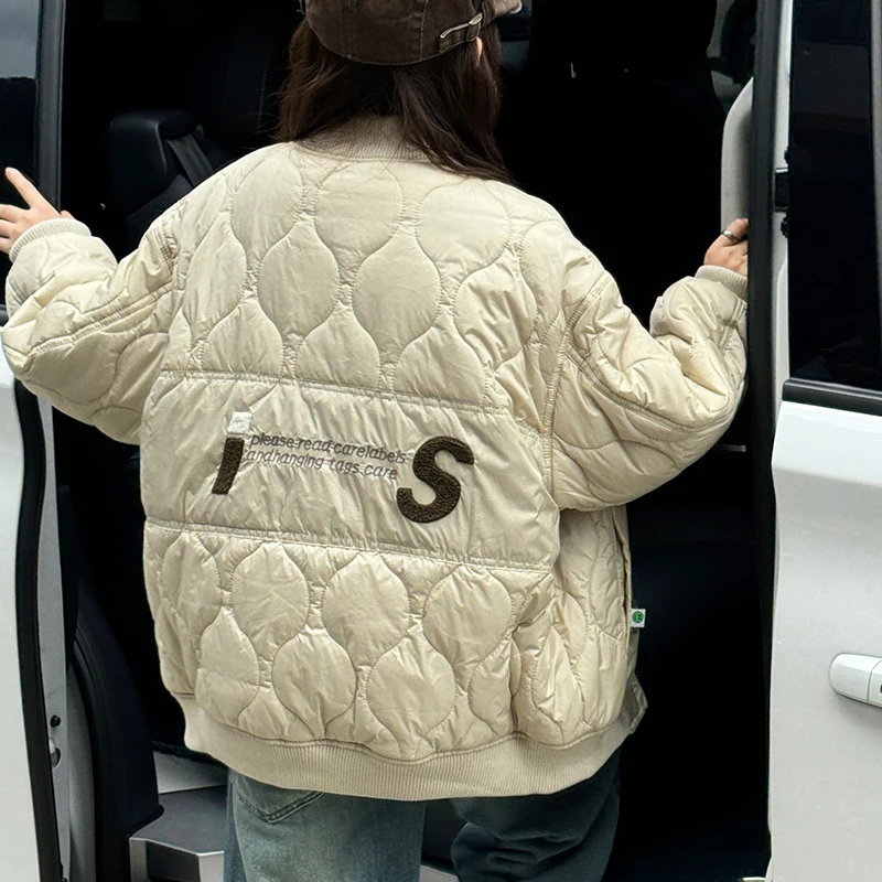 Girls' Quilted Cotton Jacket Winter New Item Zhongda Children's Western-Style Baseball Jacket