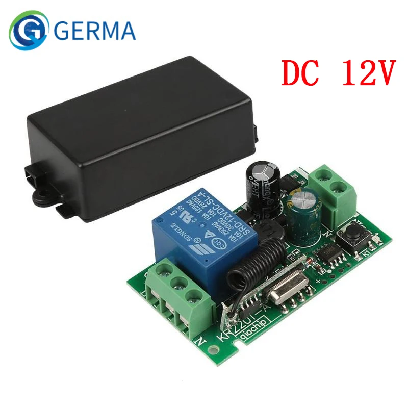 GERMA DC 12V 1CH 433Mhz uniwersalny bezprzewodowy pilot zdalnego sterowania moduł przekaźnika odbiornik do silnika bramy garażowej