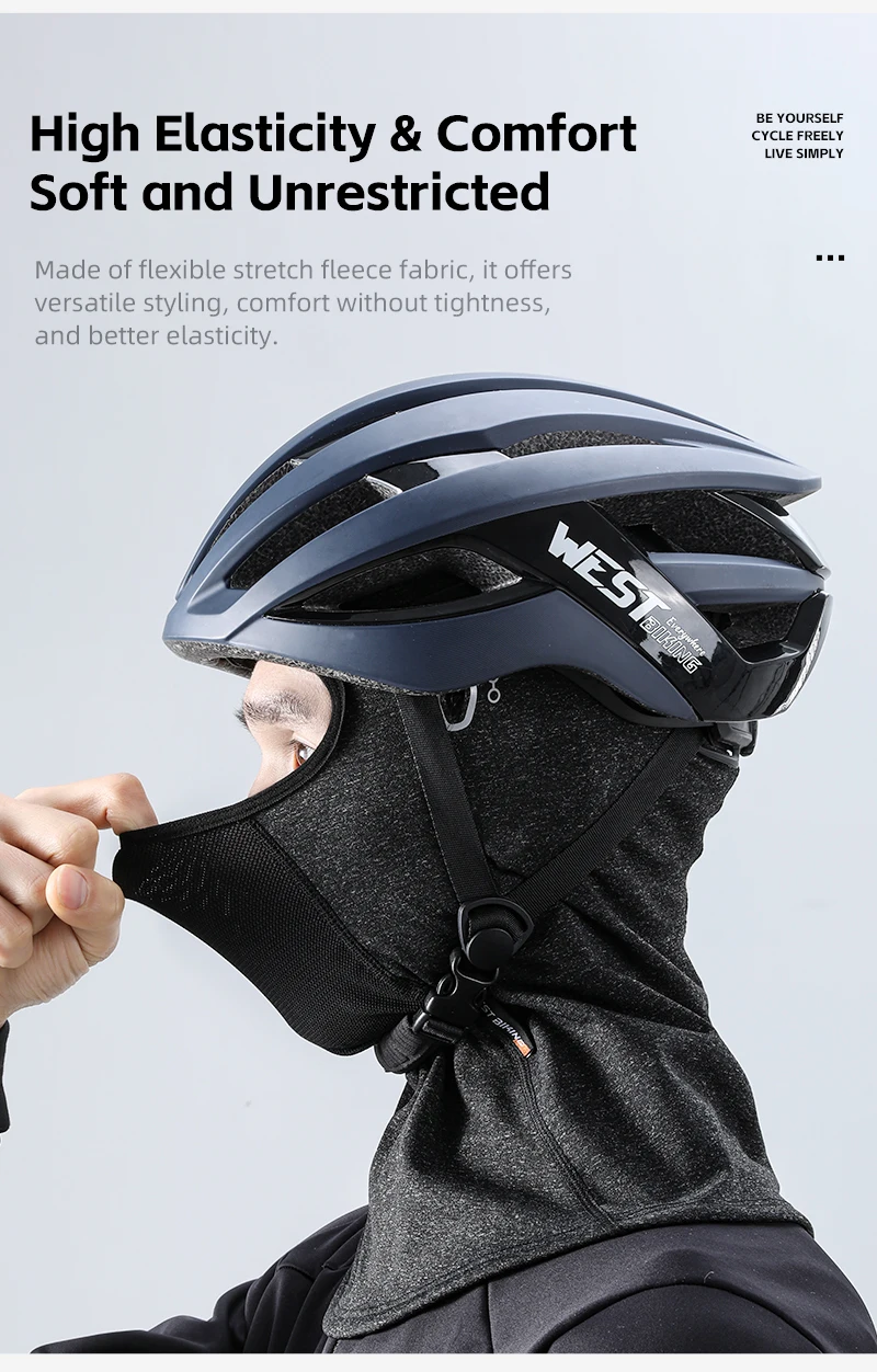 WEST BIKING Thermo-Balaclava Winddichte Gesichtsmaske mit Netzbelüftung Ski Motorrad Fleece Nackenwärmer Helmkompatibel – Detail 9