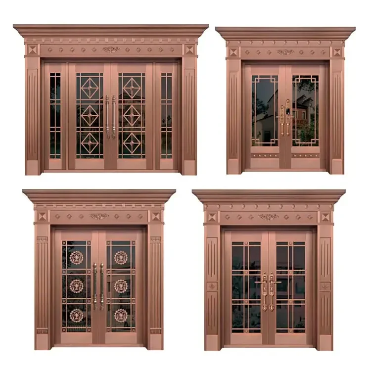 Antique Style Entrance, Villa Double Door, Stainless Steel/copper Door, Waterproof and Wear-resistant, Customized Size