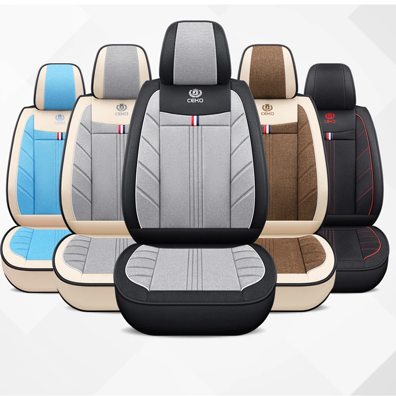 Car Seat Covers Full Set Universal For Hyundai I30 Ix35 Kona I20 I40 Tucson Ioniq Elantra Mistra Verna Flax Auto Accessories