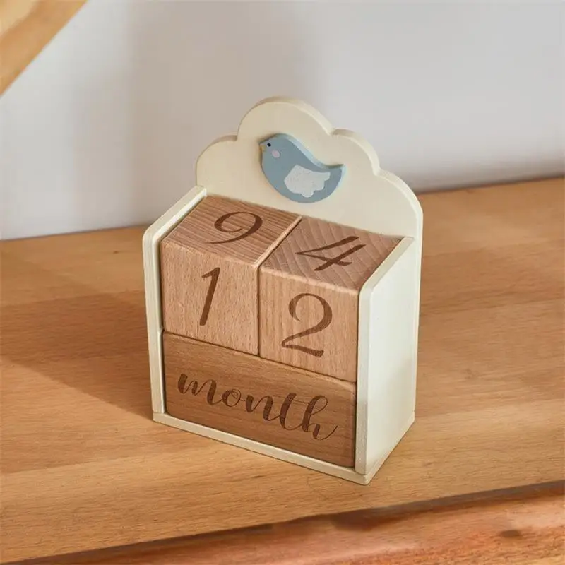 D7YD 4 قطعة/المجموعة/مجموعة الطفل الشهري سجل النمو معالم كتل الصور الزخرفية تذكارية الخشب التصوير الدعائم هدية