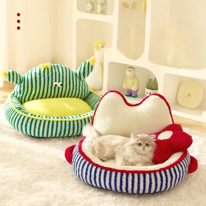 

Милая зимняя теплая кровать для кошек, мягкая коралловая флисовая кровать для собак, креативный диван для домашних животных на заказ