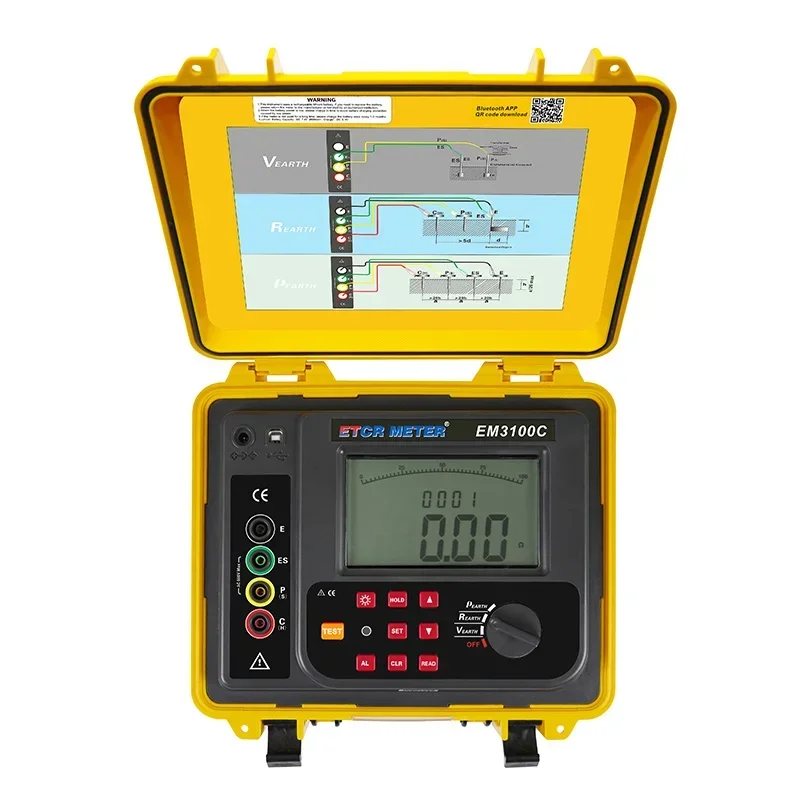 ETCR EM3100C Large Capacity Rechargeable Lithium Battery Pack Earth Soil Resistivity Tester for Outdoor Construction Site Use