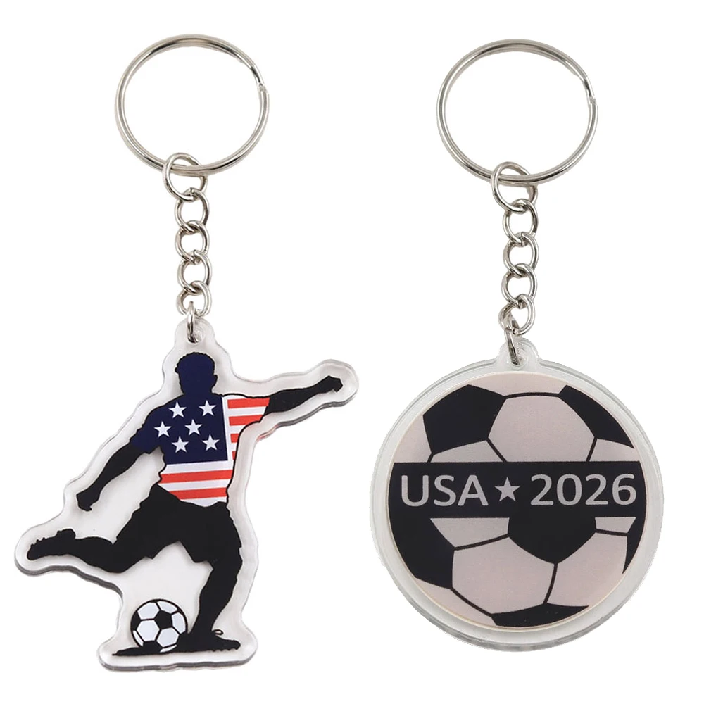 USA-Flagge Fußballspieler Acryl-Schlüsselanhänger USA 2026 Fußballstar Silhouette Schlüsselring Sportfan-Souvenir Taschenanhänger Schmuck Geschenk – Detail 1