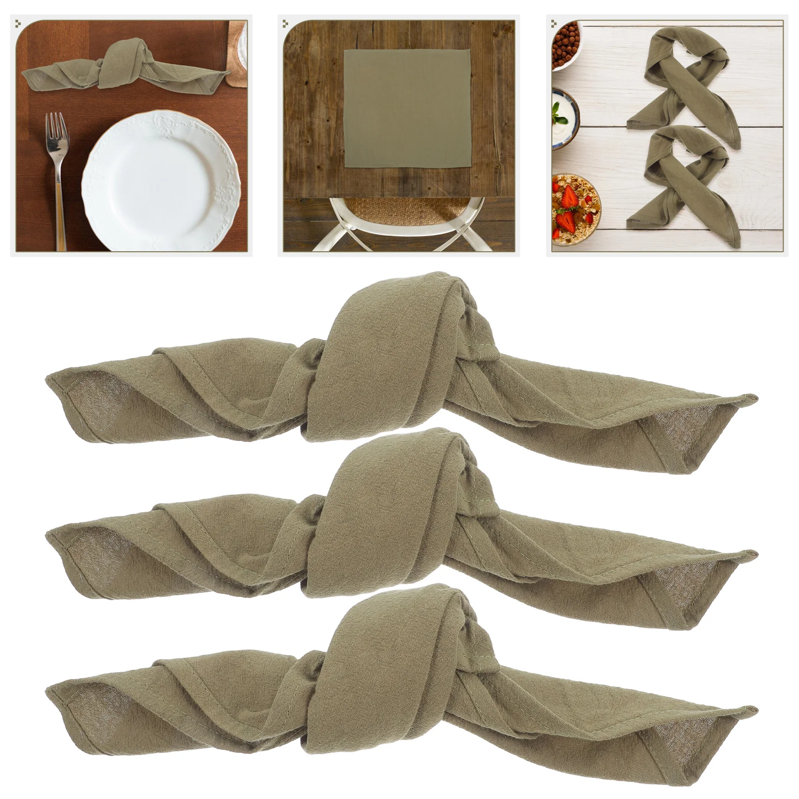 

12Pcs Cotton Dinner Napkins Washable Soft Reusable 40Cm Olive Green for Weddings Parties Restaurants Home Natural Napkins