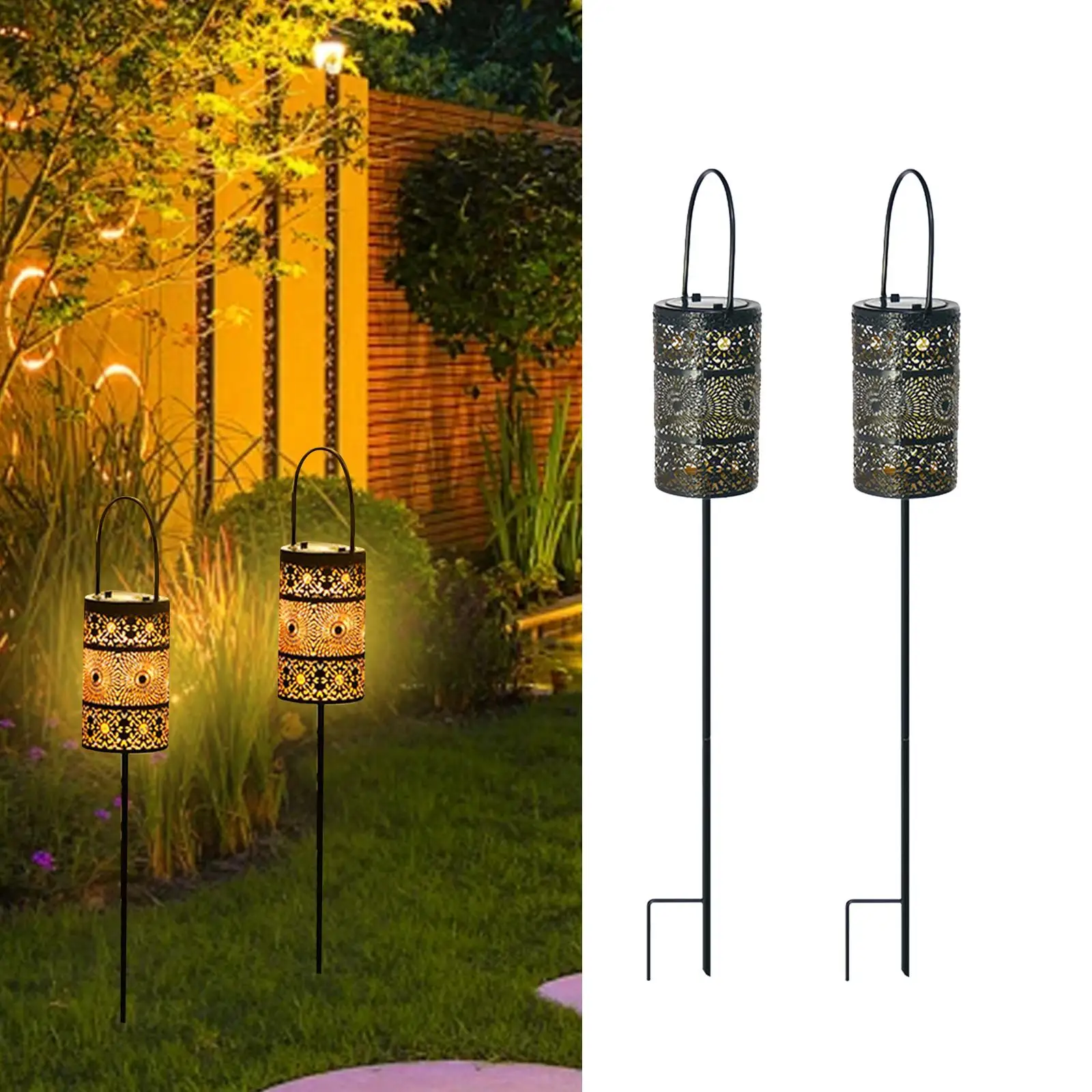 

Solar Lantern Decorative Lamps Portable Yard Art Lamp Hollow Landscape Lights Modern for Pathway Fence Walkway Yard Backyard