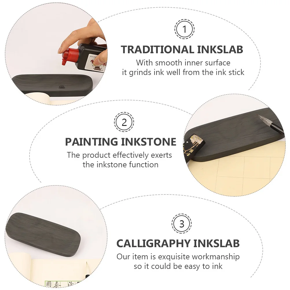 

Small Practice Luo Inkstone Ink Slab with Lid Durable Carved Calligraphy Painting Inkslab Students Painting Accessory