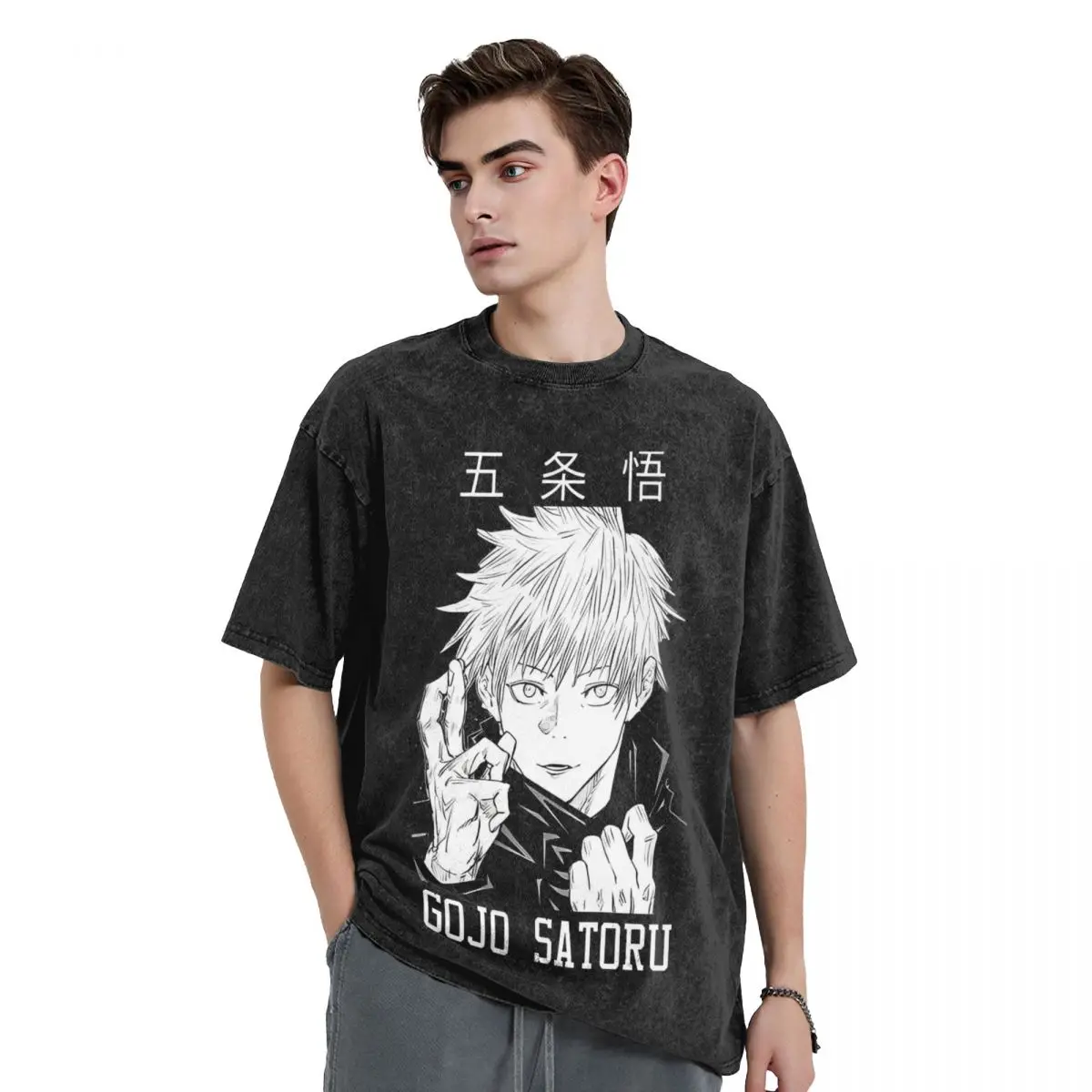 Anime Grappige Satoru Gojo Jujutsu Kaisen T Shirts Washed Short Sleeve Harajuku T-Shirt for Men Women Tops Summer Tee Shirt