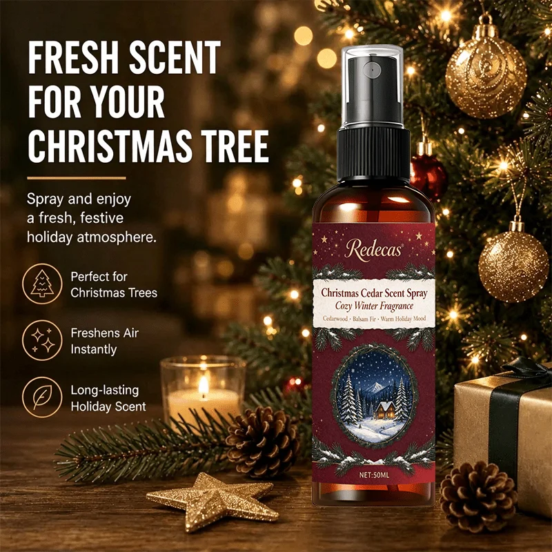 Cedar Christmas Tree Fragrance Spray 50Ml, Fresh Pine Winter Home Aroma, Long Lasting Air Freshener for Artificial Tree Wreath