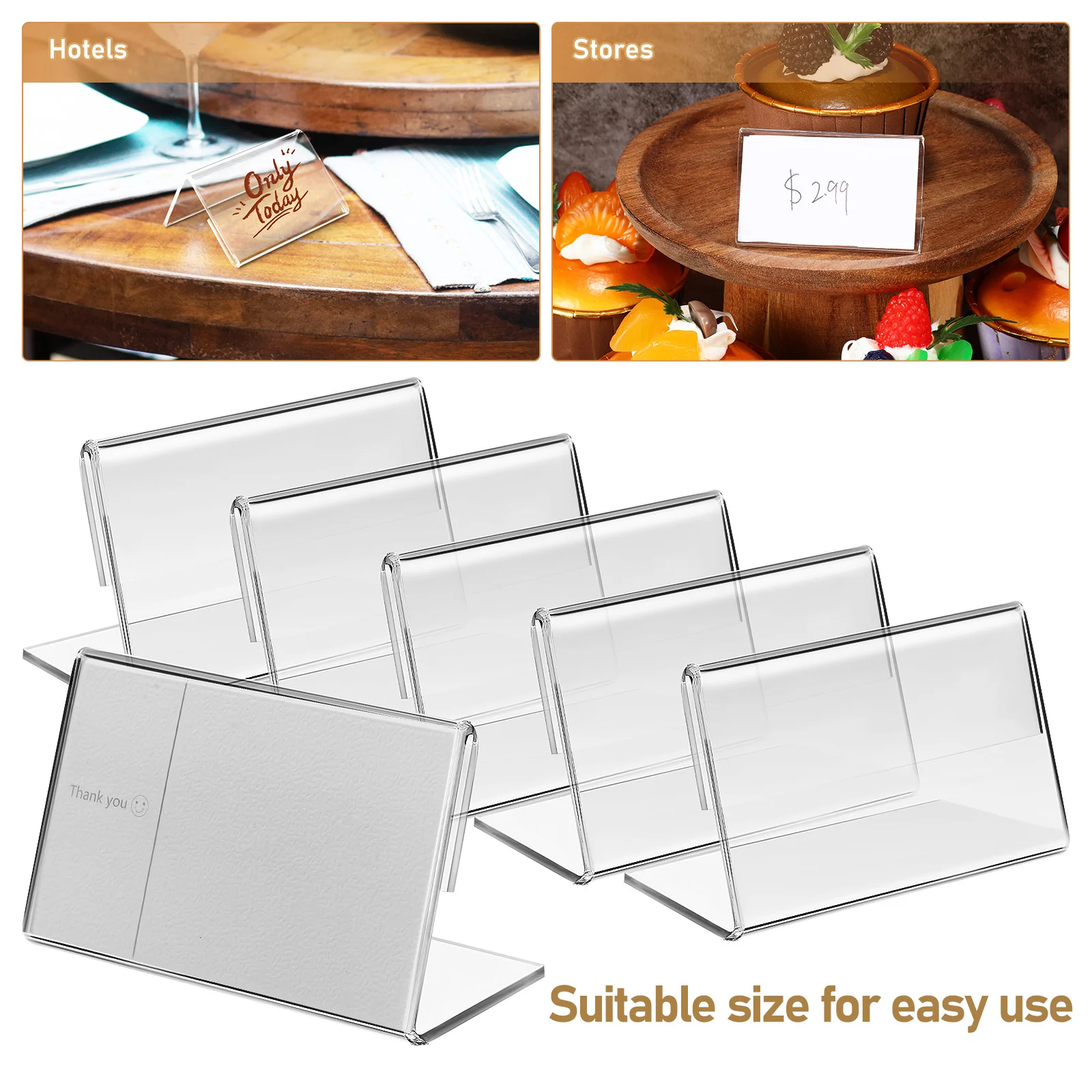 

40 Pcs Acrylic Stand Card Price Tag Holders 60x35mm Label Store Stall Tabletop Sign Holder Place Card Display