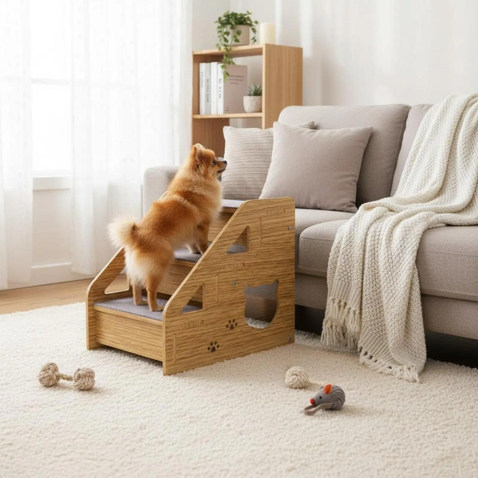 Wooden Pet Stairs Easy Assembly Dog Steps for Bed Sturdy Wood Construction Cat Climbing Steps for Elderly Pets, Sofa, Bedside Wooden Pet Stairs Easy Assembly Dog Steps for Bed Sturdy Wood Construction Cat Climbing Steps for Elderly Pets, Sofa, Bedside