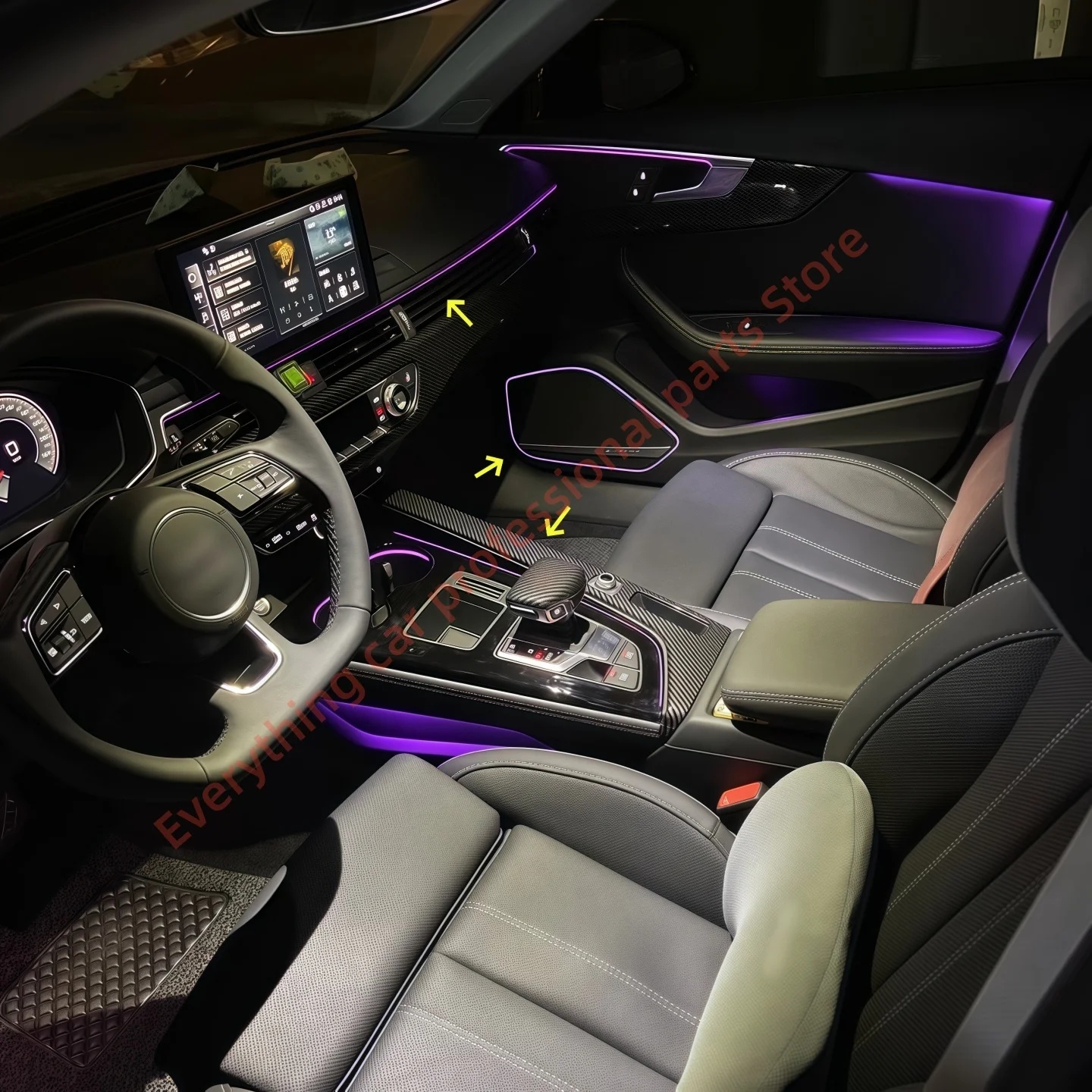 Car Ambient light for Audi A4 A5 B9 Instrument panel LED trim 30/64 color Speaker cover Center console light guide strip