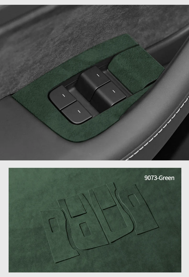 Hochwertige Wildleder-Abdeckung für Tesla Model 3 (2019-2023) und Model Y (2019-2024), Zierleiste für die Bedienelemente der Fenstersteuerung, Auto-Tuning-Zubehör. – Detail 11