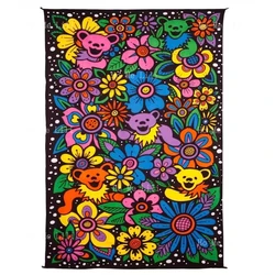 Grateful For The Power Of The Dead Flower Dancing Bear Psychedelic Wall Decoration Tapestry