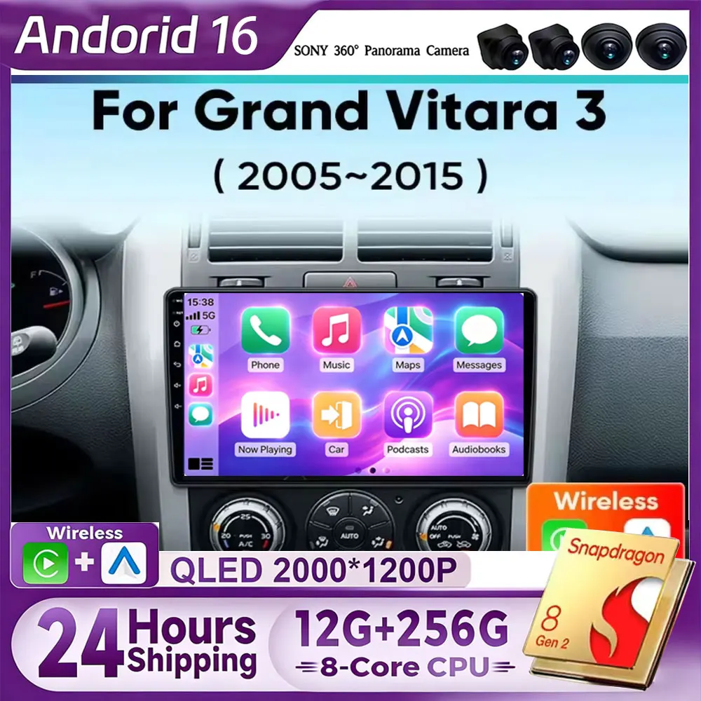 For Suzuki Grand Vitara 3 2005-2015 Android 16 Car Radio Multimedia Player Navigation 2Din Stereo DVD Carplay Head Unit Audio 9