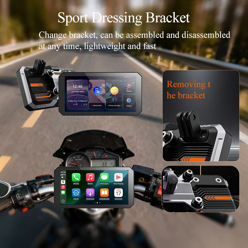 Gallop Sprite 5/6 inch Motorcycle Navigation Display Screen Wireless CarPlay Android Auto Portable Digital Motorcycle Dashboard