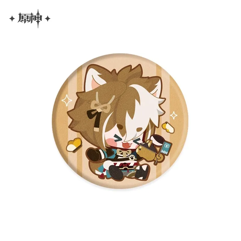 [Genuine] Game Genshin Impact Tartaglia ZhongLi Cosplay Q.Ver  Plush DIY 3D Badge Klee Xiao Cartoon Brooch Accessories Gifts