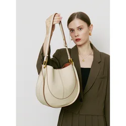 Jenny&Dave Italian Saddle Bag Fashion Blogger Retro Leather Women's Bag Large Capacity Single Shoulder Messenger Bucket Bag