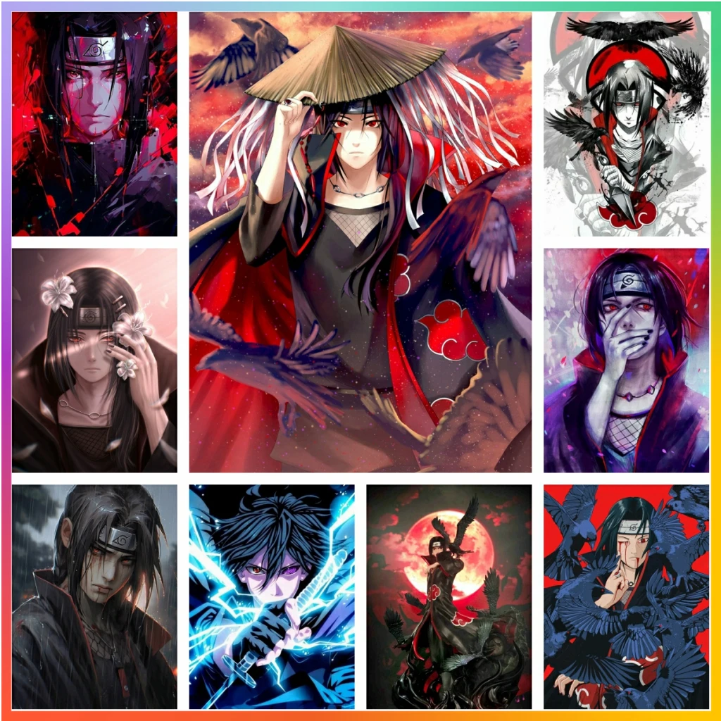 Uchiha Itachi Naruto pintura de diamante de dibujos animados arte Kit de punto de cruz mosaico bordado decoración de pared 5D DIY elemento artesanías venta