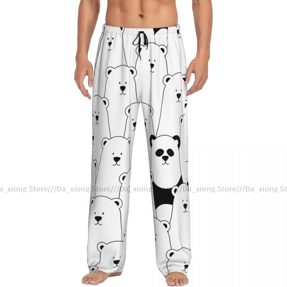 Men Sleep Bottoms Male Lounge Trousers Men's Funny White Polar Bears And Panda Pajama Pants