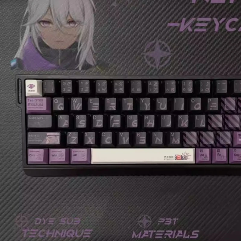 Translucent Keycaps Set Custom Shadow Fold Side Keycap PBT Sublimation Cherry Profile Keyboard Caps for Keyboard Accessories