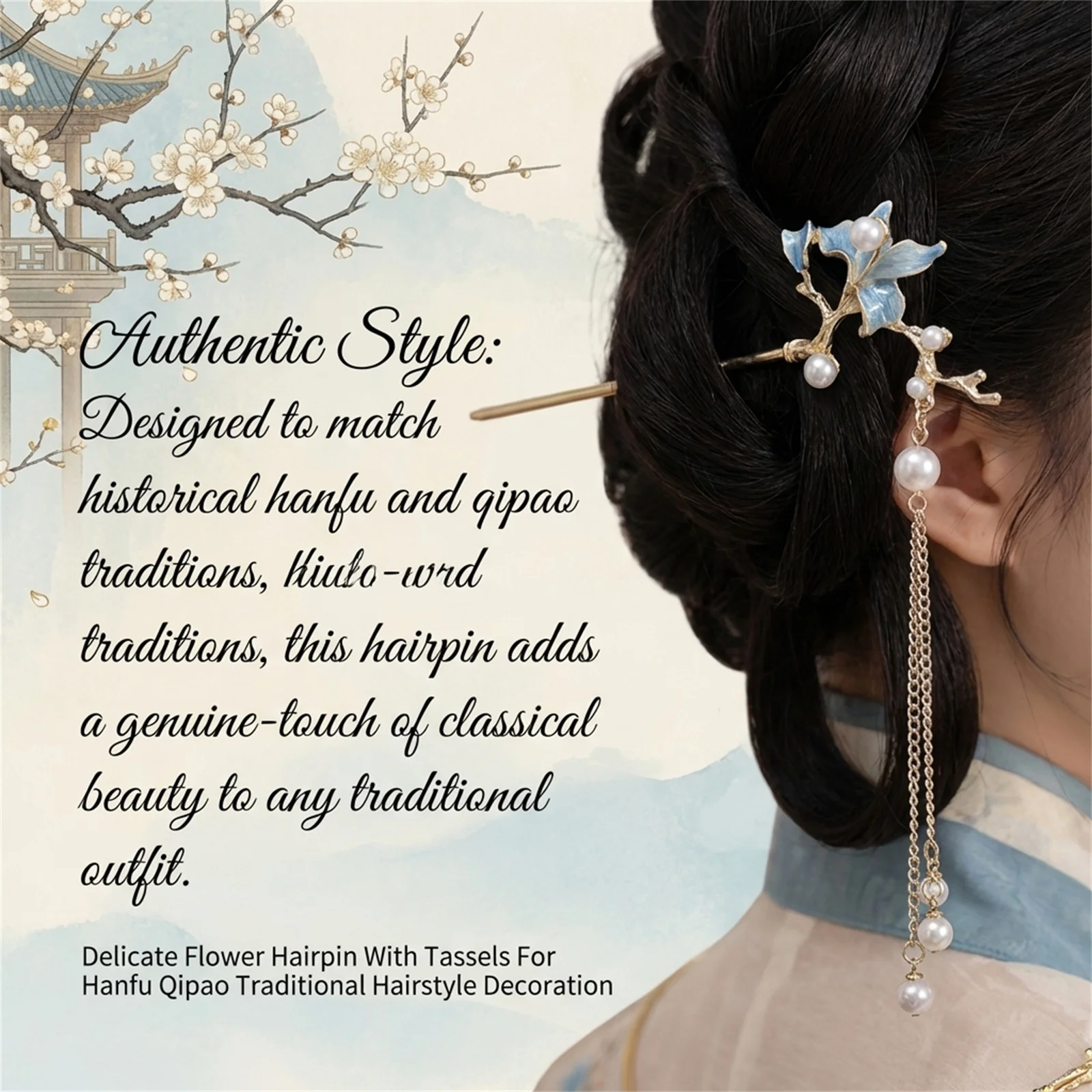 New Chinese Style Antique Hairpin Elegant Tassel Exquisite Flower Hair Stick Women's Hanfu Cheongsam Jewelry Hair Accessories view 3