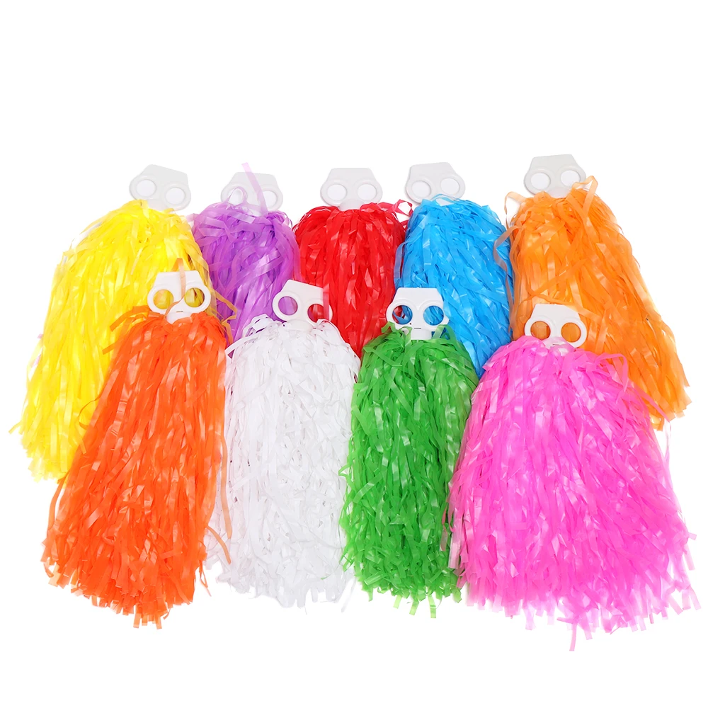 1 Paar bunte Pe Kunststoff griff Metallic Streamer Pompons Cheerleading Jubel Blume Ball Tanzspiel Club Sport zubehör