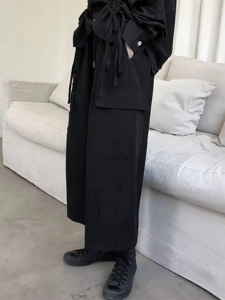 女性用カーゴパンツ,ラージチュニック,カジュアル,ストレート,ルーズ,カジュアル,ブラック,ダークカラー,ラージサイズ,夏