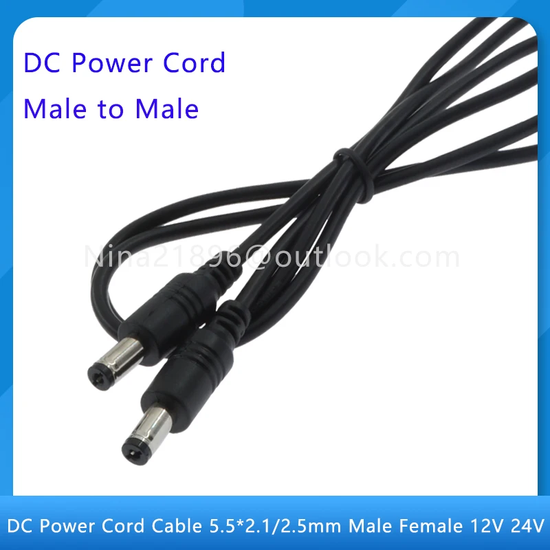 

12V DC Power Extension Cable 5.5x2.1 Plug Male to Male 5.5x2.5 Adapter Cord For CCTV Camera Strip Light