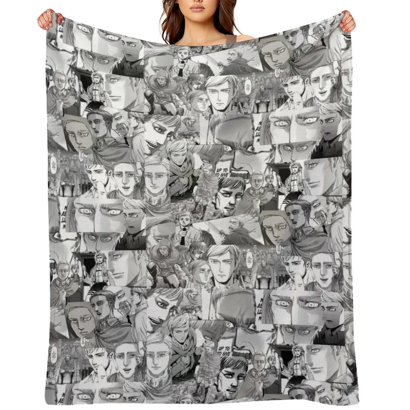 

Erwin Smith Manga Panels Throw Blanket Bed covers Blankets For Baby Shaggy Plaid Blankets